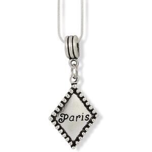 Paris on a Diamond Shape Charm Snake Chain Necklace